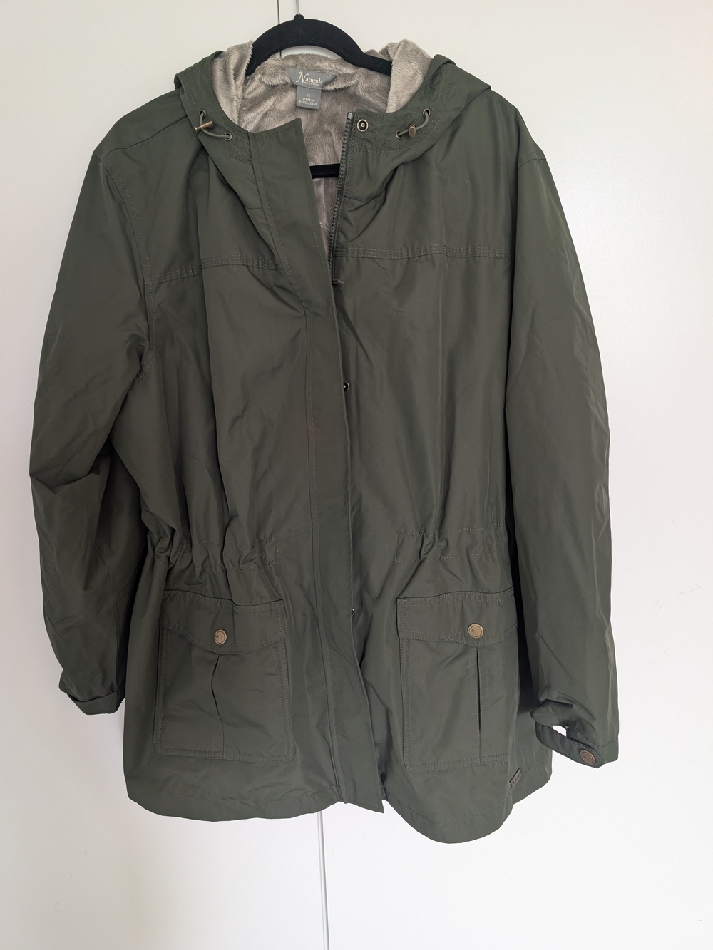 Natural Reflections Olive Utility Hooded Parka Jacket